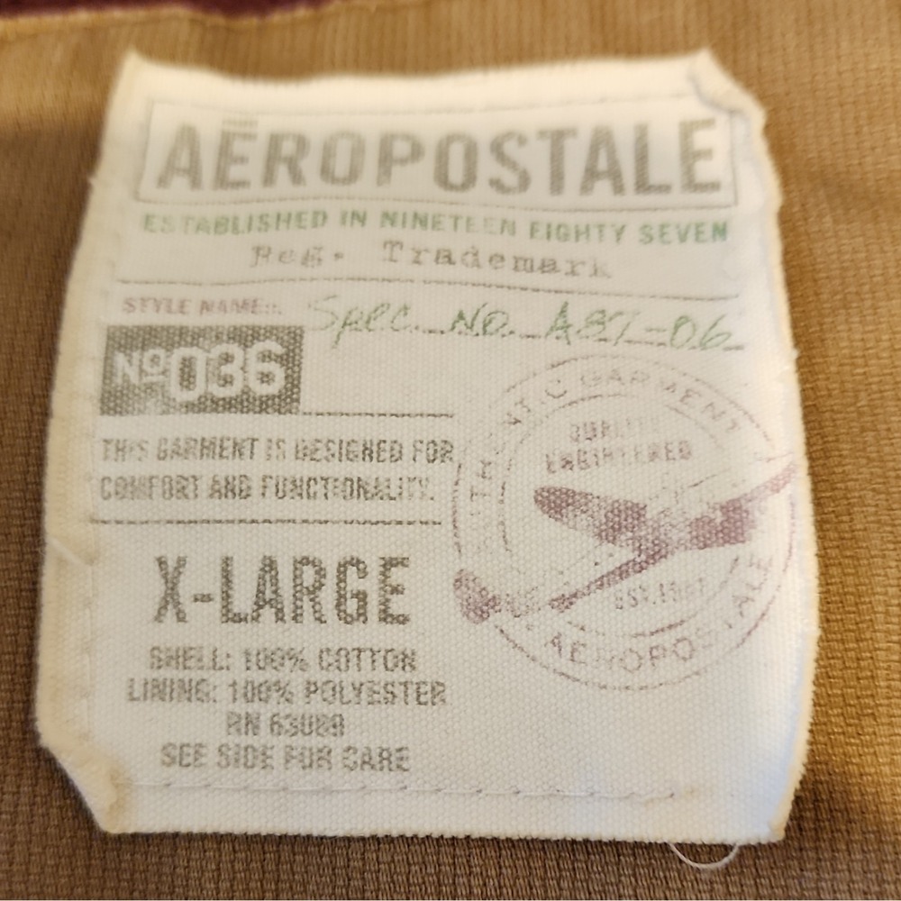 VTG Aéropostale Men's Insulated Brown Canvas‎ Quilted Fleece lined Jacket Sz XL - Picture 2 of 11